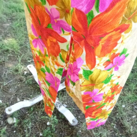 NOS Vintage Hawaiian Maxi Dress 1960s 70s Sz 14 US Made Deadstock 1 Flaw UNWORN - Picture 11 of 15